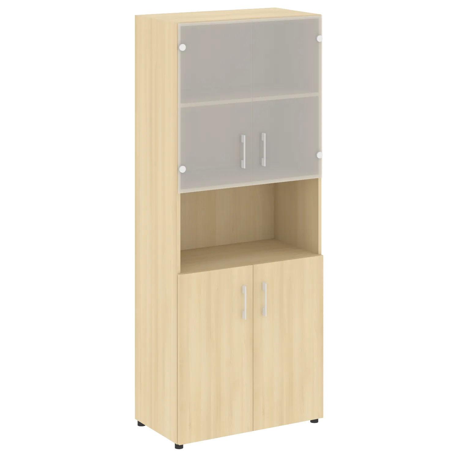 Шкаф высокий широкий (2 низких фасада ЛДСП + 2 низких фасада стекло) Yalta LT.ST-1.4 акация лорка